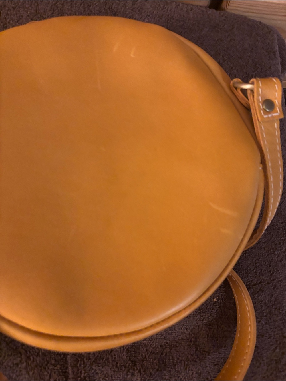 Portland Leather Round Mustard Crossbody Bag - Picture 6 of 6